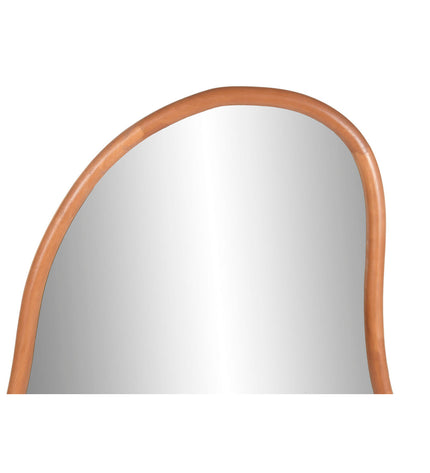 Modern Home ESPRIT round wall mirror with natural wooden frame, stylish home decor for contemporary interior design.