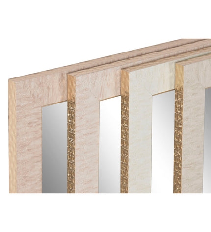 Set of four modern Home ESPRIT wall mirrors with beige, brown, and gray frames, suitable for home decor and kitchen spaces.