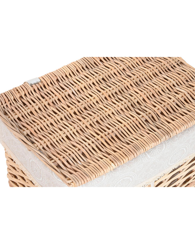 Home ESPRIT Boho wicker laundry basket with 5 compartments, natural woven design, 47x35x55 cm for home storage and organization.