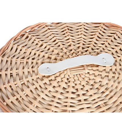 Home ESPRIT natural woven boho laundry basket with three compartments, 45x45x55 cm, for home storage and organization.
