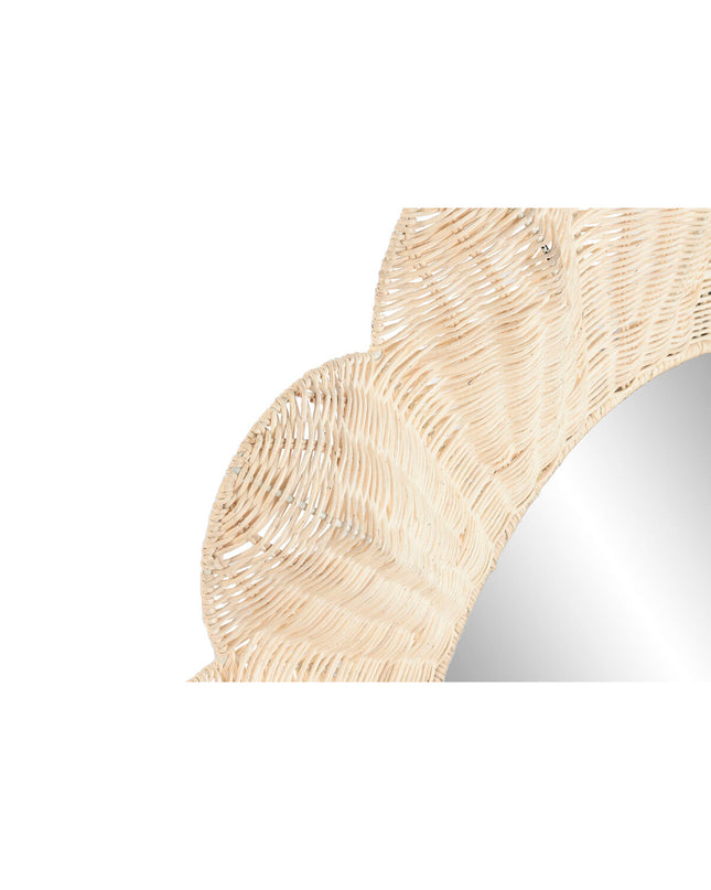 Home ESPRIT Boho wall mirror with natural wood frame, 91x6x91 cm, stylish home decor for living spaces.