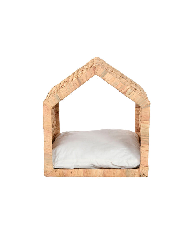 Home ESPRIT pet bed in crème with waterhyacinth, metal frame, 43x43x46 cm, designed for small animals.