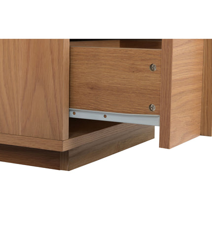 Home ESPRIT nightstand, 50x40x50 cm, wooden bedside table with a modern design, featuring a drawer and open shelf.