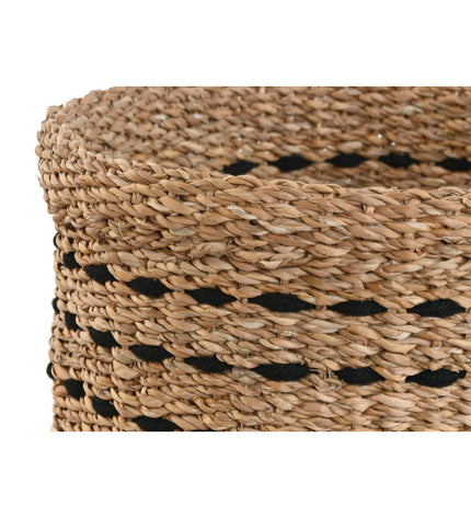 Decorative jute and sea grass storage baskets by Home ESPRIT, black and natural color, set of three for home organization.