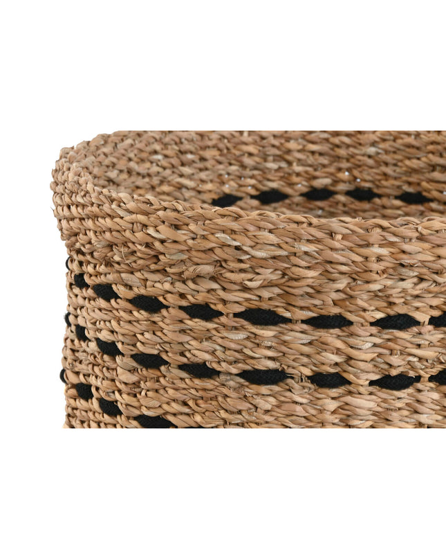 Decorative jute and sea grass storage baskets by Home ESPRIT, black and natural color, set of three for home organization.