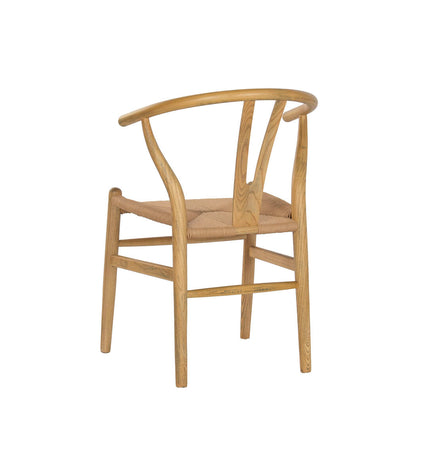 Home ESPRIT rattan kitchen chair with natural elm wood frame, measuring 55x46x80 cm, suitable for home and cooking spaces.