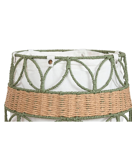 Decorative Mand Home ESPRIT set of two in white and green natural fiber, suitable for home decor, storage, and organization.