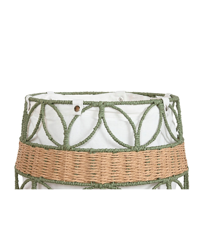 Decorative Mand Home ESPRIT set of two in white and green natural fiber, suitable for home decor, storage, and organization.