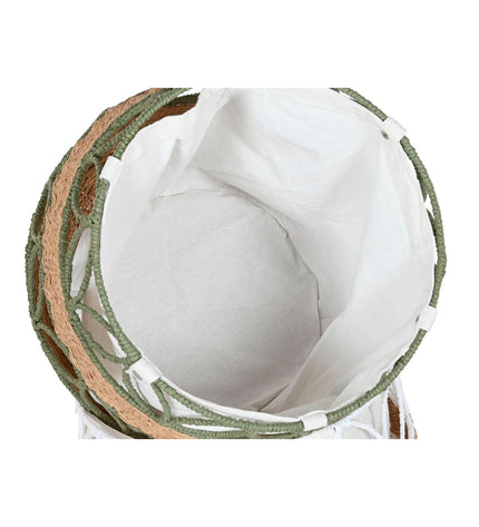 Decorative Mand Home ESPRIT in white and green, natural fiber storage baskets for home organization, two-piece set.