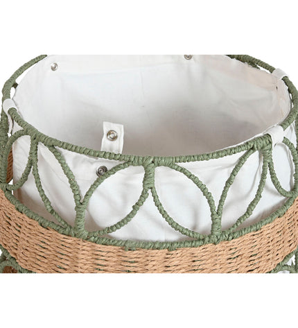 Decorative Mand Home ESPRIT in white and green natural fiber, set of 2 for home decor and organization.