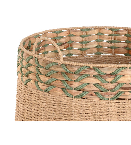 Home ESPRIT green natural fiber basket spelset with two storage baskets for home organization and kitchen use.