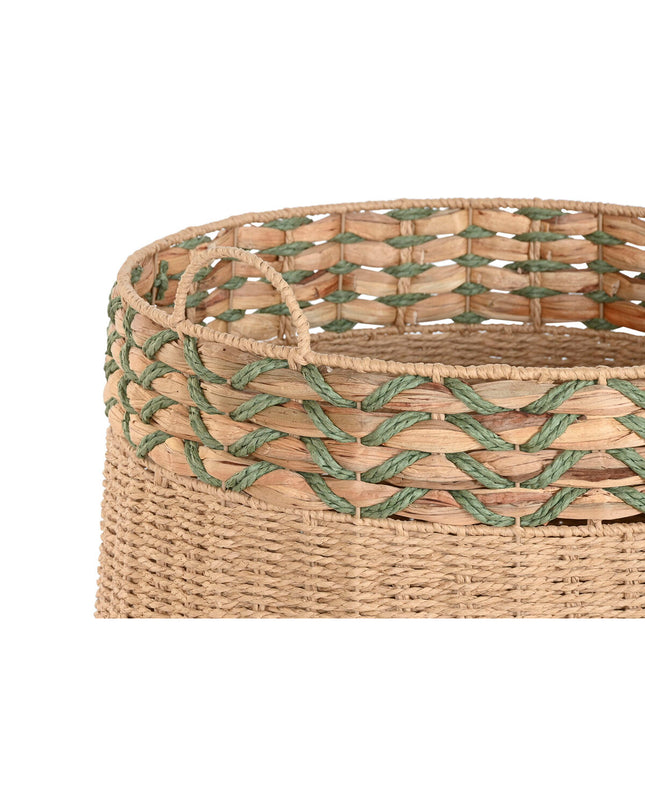 Home ESPRIT green natural fiber basket spelset with two storage baskets for home organization and kitchen use.