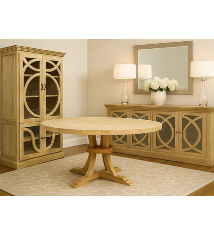 Home ESPRIT eettafel in natuurlijk hout, 150x150 cm, rectangular dining table with sturdy legs and warm wood finish.