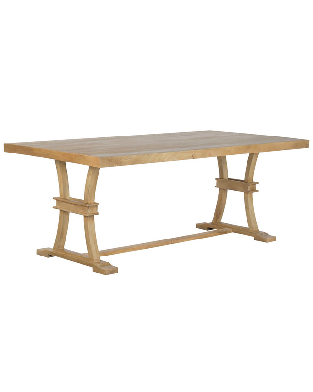 Home ESPRIT dining table in natural mango wood, sturdy wooden furniture for home and kitchen settings.