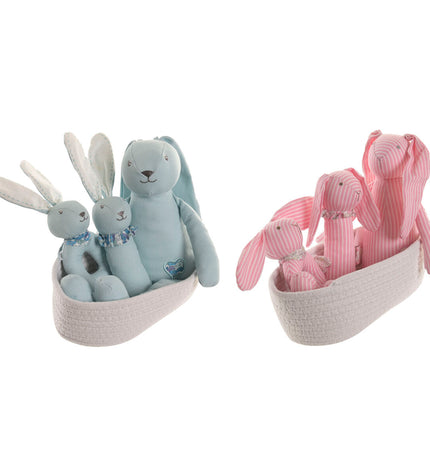 Two soft plush toys from Home ESPRIT in blue and pink polyester, ideal for children's play and cuddling.