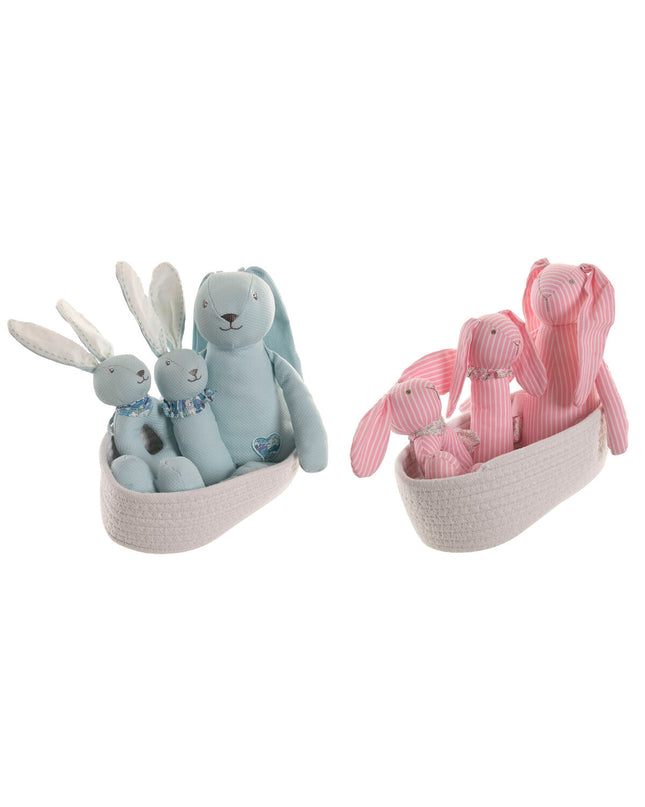 Two soft plush toys from Home ESPRIT in blue and pink polyester, ideal for children's play and cuddling.