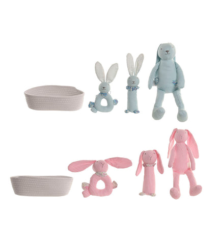Home ESPRIT blue and pink plush stuffed toys for children, soft polyester comfort toys, set of two in playful colors.