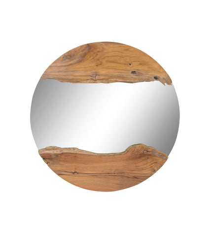 Home ESPRIT Bruin Bali wall mirror, 100x5x100 cm, with a stylish wooden frame, ideal for home decor and living spaces.