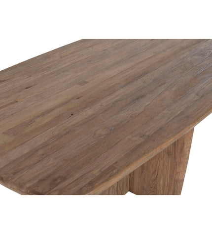 Home ESPRIT eettafel in natuurlijk teakhout, 220x110x78 cm, with a sturdy wooden surface and modern design for dining spaces.