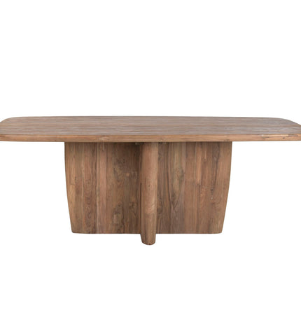 Home ESPRIT eettafel in natuurlijk teakhout, 220x110x78 cm, showcasing a sturdy rectangular dining table with a natural wood finish.
