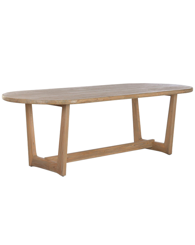 Home ESPRIT gray teak dining table with 240 x 100 x 76 cm dimensions, showing its modern rectangular design and wood grain finish.