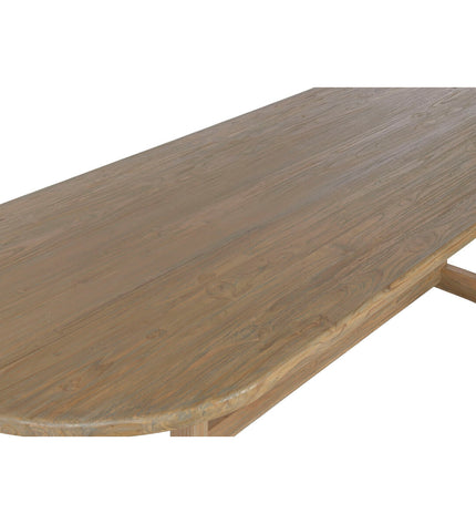 Home ESPRIT gray teakwood dining table with 240x100x76 cm dimensions, showcasing its sturdy rectangular design.