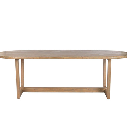 Home ESPRIT gray teak dining table with a 240x100x76 cm surface, showcasing a sturdy wooden tabletop and sleek design.