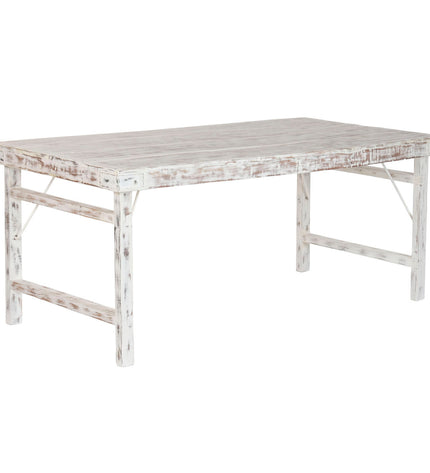 Home ESPRIT eettafel in gerecycled hout, 182x90x76 cm, with sturdy rectangular design and natural wood finish.