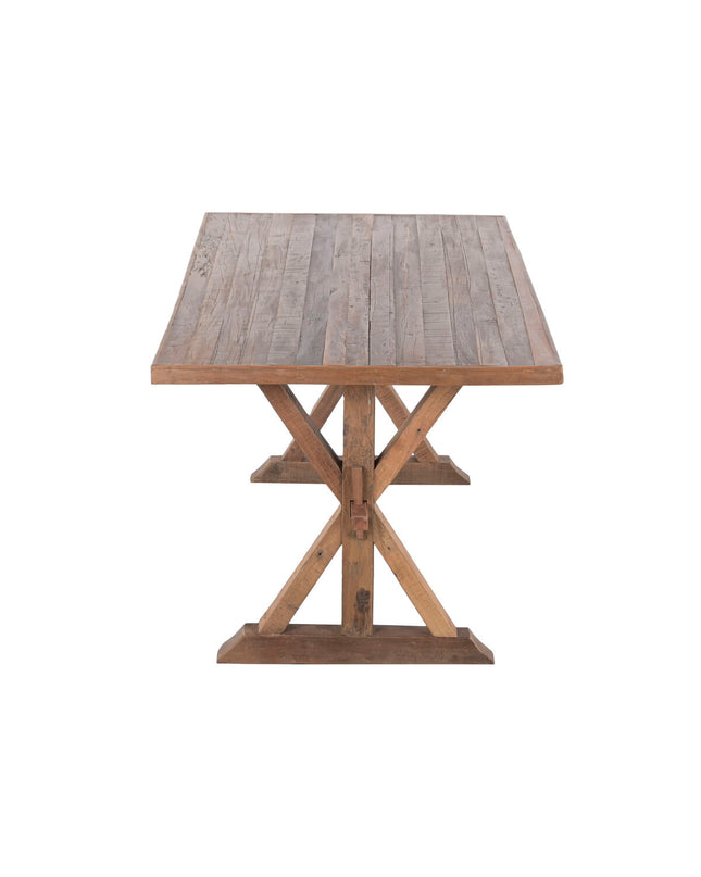 Home ESPRIT eettafel made of natural recycled wood, 180x90x78 cm, showcasing a sturdy rectangular dining table with wood grain details.