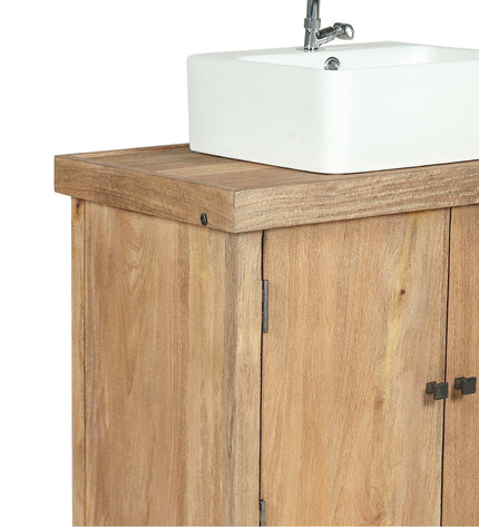 Home ESPRIT ceramic bathroom vanity with mango wood, 81x56x78 cm, featuring sleek design and storage drawers.