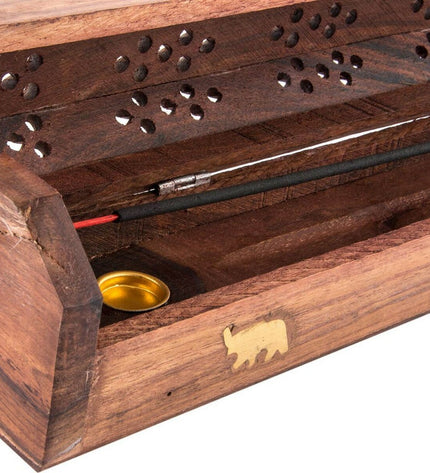 Natural bamboo incense burner with mandala design, DKD Home Decor, 26x8x8 cm, ideal for home decor and aromatherapy.