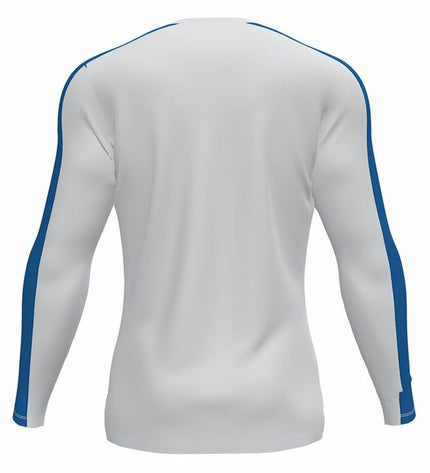 Child's Joma Sport Academy III long-sleeve football shirt for kids aged 11-12, sports and outdoor apparel, front view.
