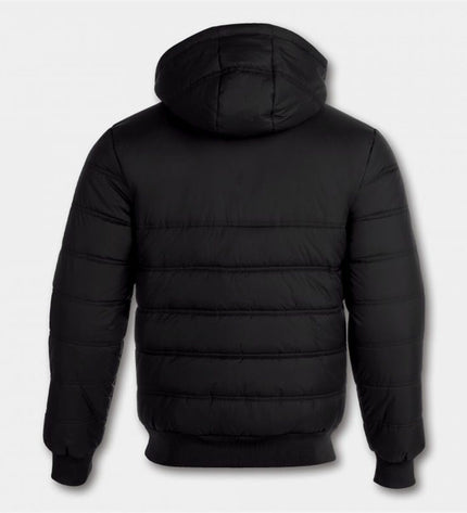 Kids' Joma Sport Urban IV bomber jacket in sporty black with logo, designed for outdoor activities and active wear.