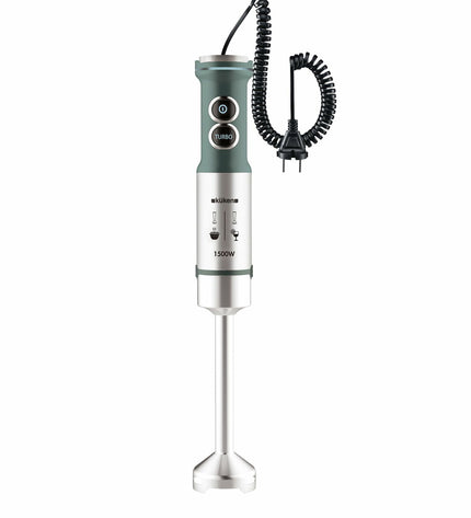 Küken Handblender Groen 1500W with ergonomic handle, suitable for kitchen blending and cooking tasks.