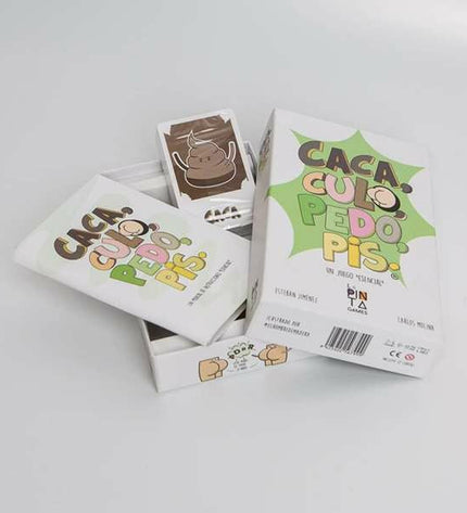 Falomir educational game "Culo Pedo Pis" featuring colorful plastic characters and game accessories for kids' fun and learning.