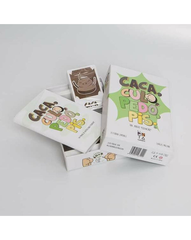 Falomir educational game "Culo Pedo Pis" featuring colorful plastic characters and game accessories for kids' fun and learning.