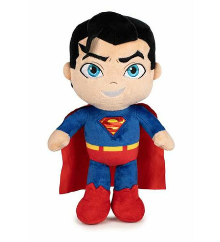 Superman plush toy 32 cm, soft superhero stuffed animal in bright blue and red with Superman logo, perfect for children.