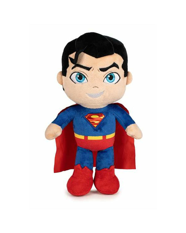 Superman plush toy 32 cm, soft superhero stuffed animal in bright blue and red with Superman logo, perfect for children.