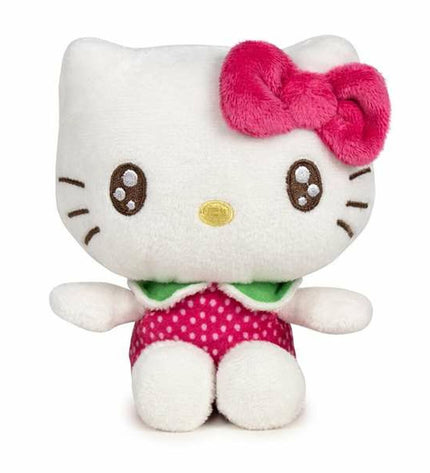 Soft Hello Kitty plush toy, 12 cm tall, featuring iconic cartoon cat design, perfect for cuddling and play.