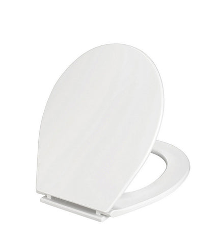 White PVC toilet seat EDM 01511 for bathroom use, featuring a sturdy design suitable for household and kitchen applications.