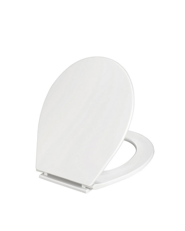 White PVC toilet seat EDM 01511 for bathroom use, featuring a sturdy design suitable for household and kitchen applications.