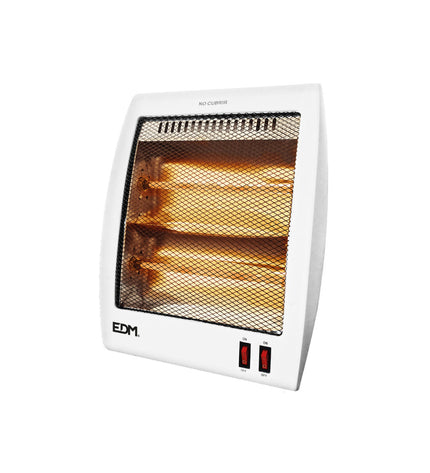 Kwarts Kachel EDM 07109 portable heater in white, 1000W, for home and cooking, with digital display and compact design.