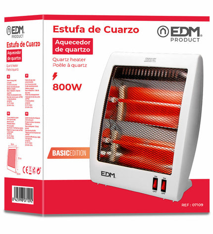 Kwarts Kachel EDM 07109 portable indoor heater in white with digital controls, 1000W for home heating and cooling.
