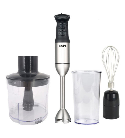 EDM handblender in black and silver with ergonomic handle, compact electric kitchen appliance for blending and mixing.