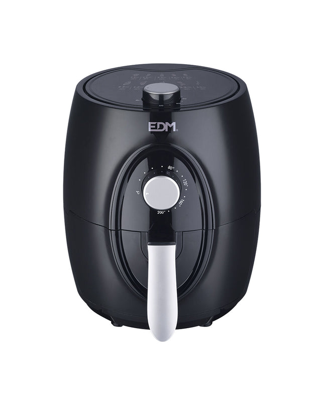 Multicolour EDM Luchtfriteuse EDM 07654 with 1400W power and 3.6L capacity, compact electric kitchen appliance for healthy frying.