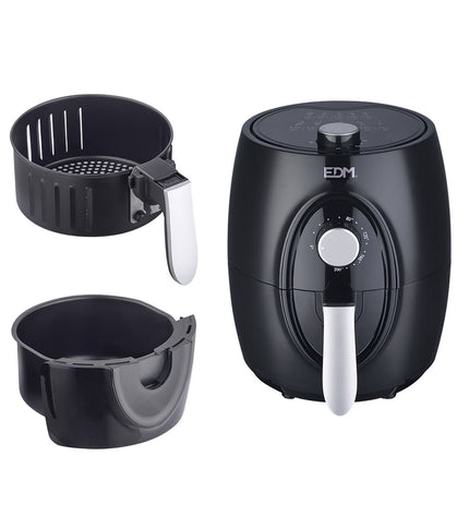 Colorful EDM Luchtfriteuse EDM 07654 with 3.6L capacity, 1400W, compact electric fryer for home cooking.