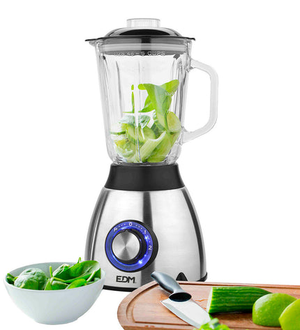 EDM Mixer EDM 07678 in black with 550W power and 1.5L capacity, showing the compact kitchen appliance on a countertop.