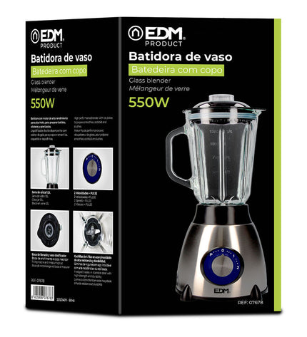 EDM Mixer EDM 07678 in black with 550W power and 1.5L capacity, compact electric kitchen appliance for mixing.