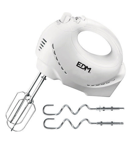 White EDM Blender en Deegmixer with 200W motor and 1.8L capacity, compact kitchen appliance for mixing and blending.