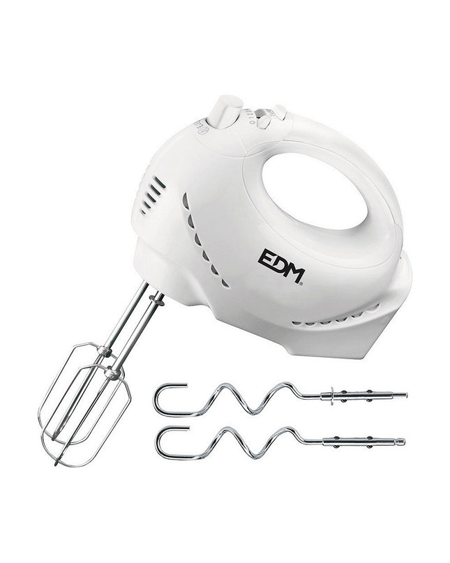 White EDM Blender en Deegmixer with 200W motor and 1.8L capacity, compact kitchen appliance for mixing and blending.